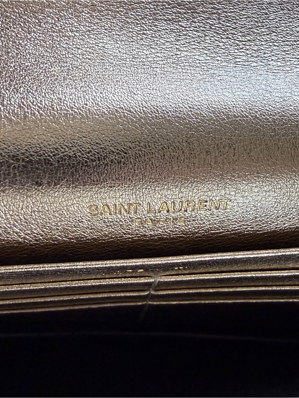 Saint Laurent Metallic Gold Leather Envelope Crossbody with Gold Chain - Picture 6 of 11